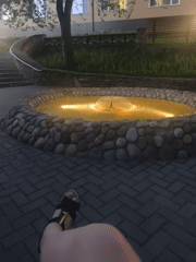 Illuminated fountain documented in Варзи-Ятчи, Russia