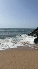 Quiet summer morning on the Badalona Mediterranean shore