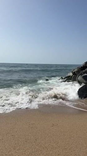 Quiet summer morning on the Badalona Mediterranean shore
