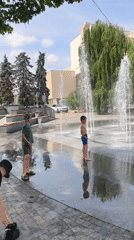 Summer fun at Lutsk's public splash pad