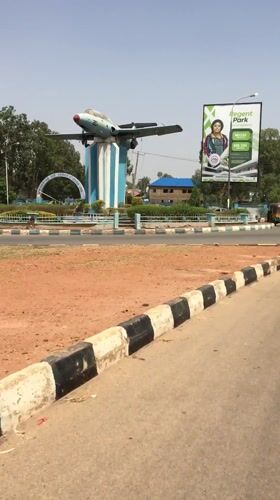 Aircraft monument documented at Nigerian roundabout display