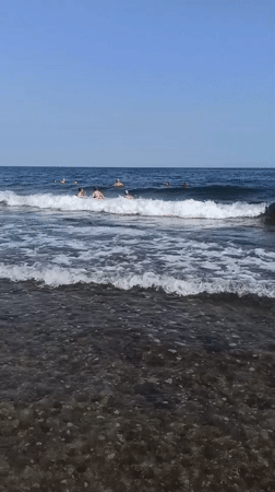 Morning swim at Molfetta's rocky Adriatic shore