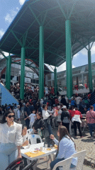Public celebration with Turkish flag balloons draws crowds in Fethiye
