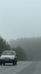 Heavy fog blankets roads in Chaikovsky, Russia