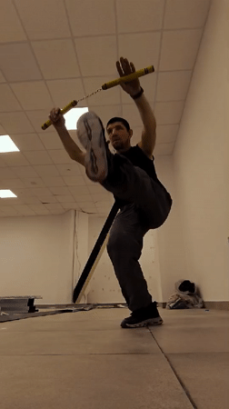 Martial arts training and renovation work, same room, Qarağandı