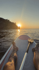Paddleboarding at sunset off the Sithonian coast