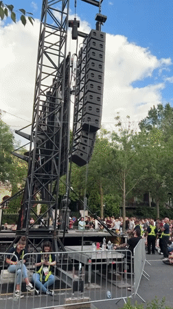 Crowd gathers for outdoor viewing event in Budapest