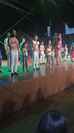 Acrobatic show with wheel act and stage performance in Tangier