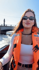 Boat ride documented in Saint Petersburg on sunny afternoon