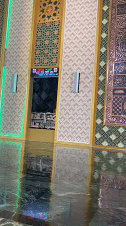 Inside an ornate mosque in Aluekambuk, Indonesia