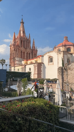 Rooftop restaurant overlooks iconic church in San Miguel de Allende