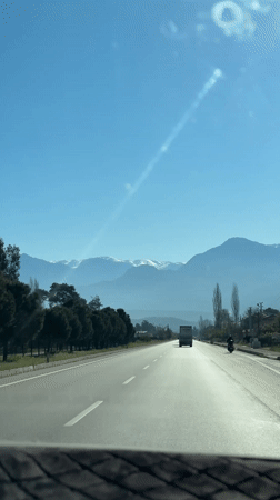 Clear morning highway travel documented near Fethiye, Turkey