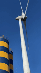 Stationary wind turbine observed in Kampen, Netherlands