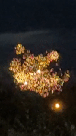 Spring evening scenes captured in Dmitrov during fireworks display