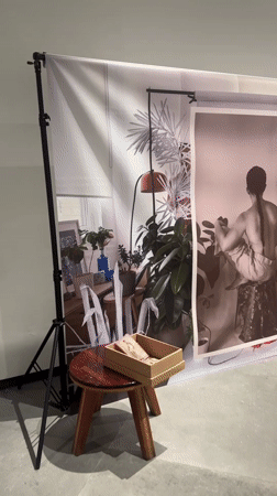 Mixed-media art exhibition with portraits, collage, and surreal prints