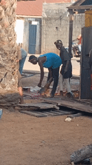 Outdoor metalworking and construction activities documented in Akwanga, Nigeria