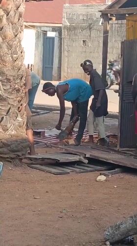Outdoor metalworking and construction activities documented in Akwanga, Nigeria