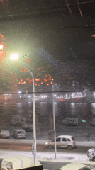 Heavy snowfall observed in Ushuaia, Argentina nighttime