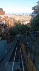 Funicular railway journey documented from multiple perspectives in Barcelona