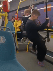 Boys disrupt Saint Petersburg bus ride swinging on handrails