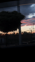 Sunset captured through car window in Yerevan, Armenia