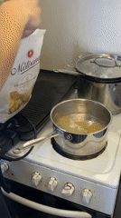Home cook prepares pasta carbonara in Sofia kitchen