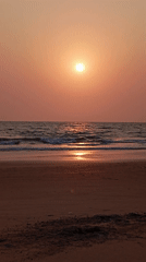 Sunset photographed over ocean at Arambol, India