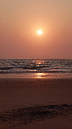 Sunset photographed over ocean at Arambol, India