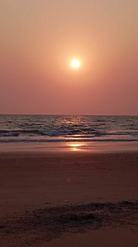 Sunset photographed over ocean at Arambol, India