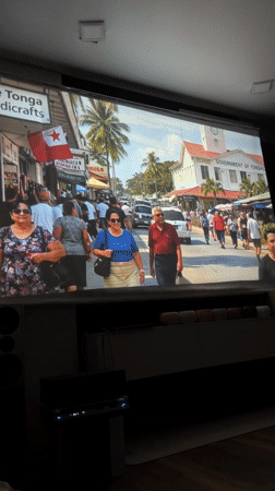 Tonga scenes projected on large screen in Kursk indoor venue