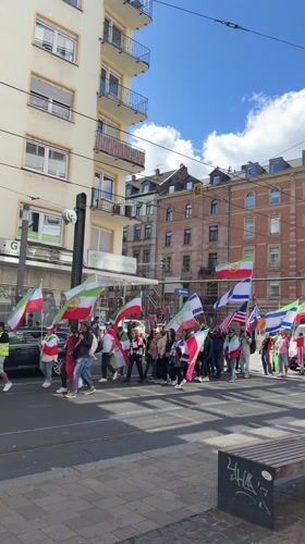 Multi-national flag demonstration held in Mainz, Germany