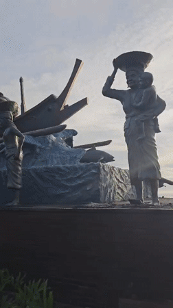 Evening scenes around Bajra Sandhi Monument in Denpasar captured