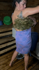 Woman Records Selfie Videos in Sauna