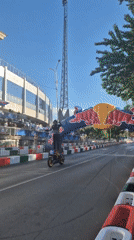 Motorcyclist performs street stunts in Sofia, Bulgaria