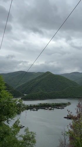 Houseboats documented at mountain lake in Mihalkovo, Bulgaria