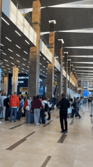 Sports team checks in at Russian airport with fire officials present