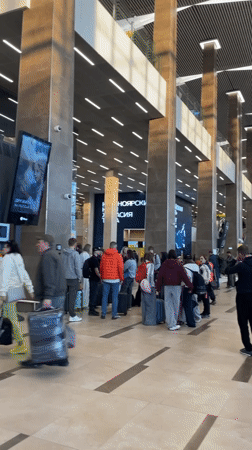 Sports team checks in at Russian airport with fire officials present