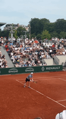 Tennis match observed on Paris clay court Friday afternoon