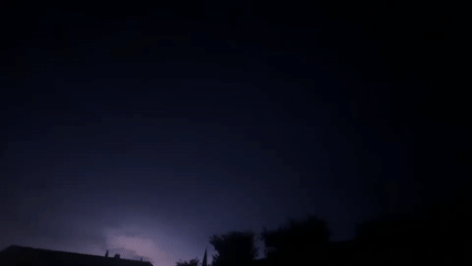 Lightning flashes over Harlingen during a late-night storm