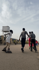 Young rollerbladers practice on Jos streets during sunny afternoon