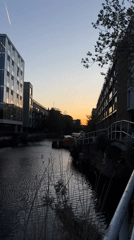Evening canal scenes and street items documented in London