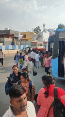 Crowded bus terminal scene captured in Chikkaballapura, India