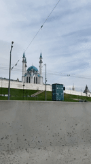 Qolsharif Mosque and highway traffic captured in Kazan footage