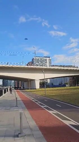 Summer afternoon on the Moscow City waterfront promenade