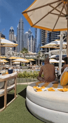 Luxury pool scene documented in Dubai Sunday morning