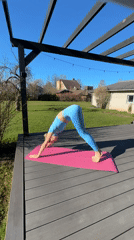 Morning yoga session captured outdoors in Carnikava, Latvia