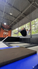 Boy performs aerial stunts at Krasnoyarsk trampoline park