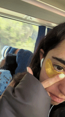 Woman wears beauty mask while traveling on bus in Mexico