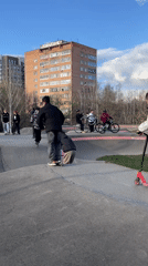 Teens gather at graffiti-covered skatepark in Izhevsk, Russia