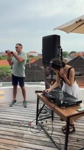 Rooftop party with DJ and dancing in Dalung, Indonesia